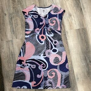 Title Nine Sleeveless Navy & Pink Printed Jersey Dress sz m